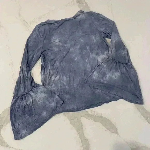American Eagle Soft & Sexy TieDye Long Bell Sleeve Blouse WrapFront Womens Small - Picture 4 of 4